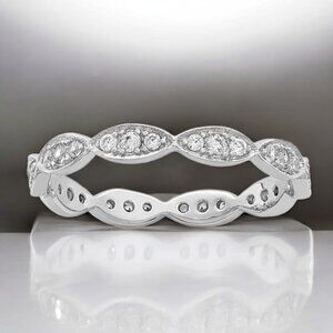 Scalloped CZ Eternity Ring in 925 Sterling Silver